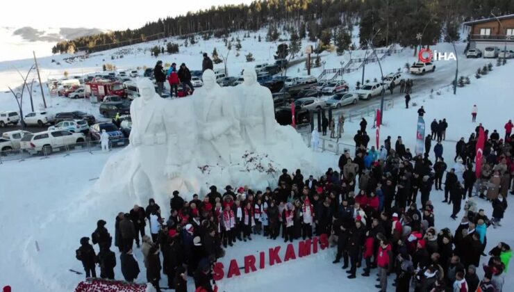 Sarıkamış’ta kardan heykellerinin açılışı yapıldı